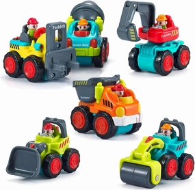 HOLA Toys for 1 2 Year Old Boy Birthday Gift - 6 PCS 4WD Friction-Powered Toddler Boy Trucks, Mini Car Toddler Toy 1-2 Early Educational Baby Toys 12-18 Month Christmas Basket Stuffers