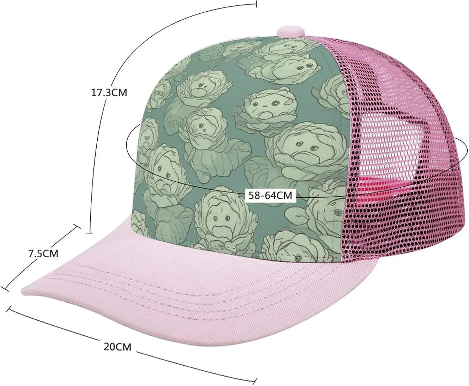 Hollow Baseball Cap Cabbage Pattern Baseball Hat Adjustable Hollow Hat Visor Hats for Men Women