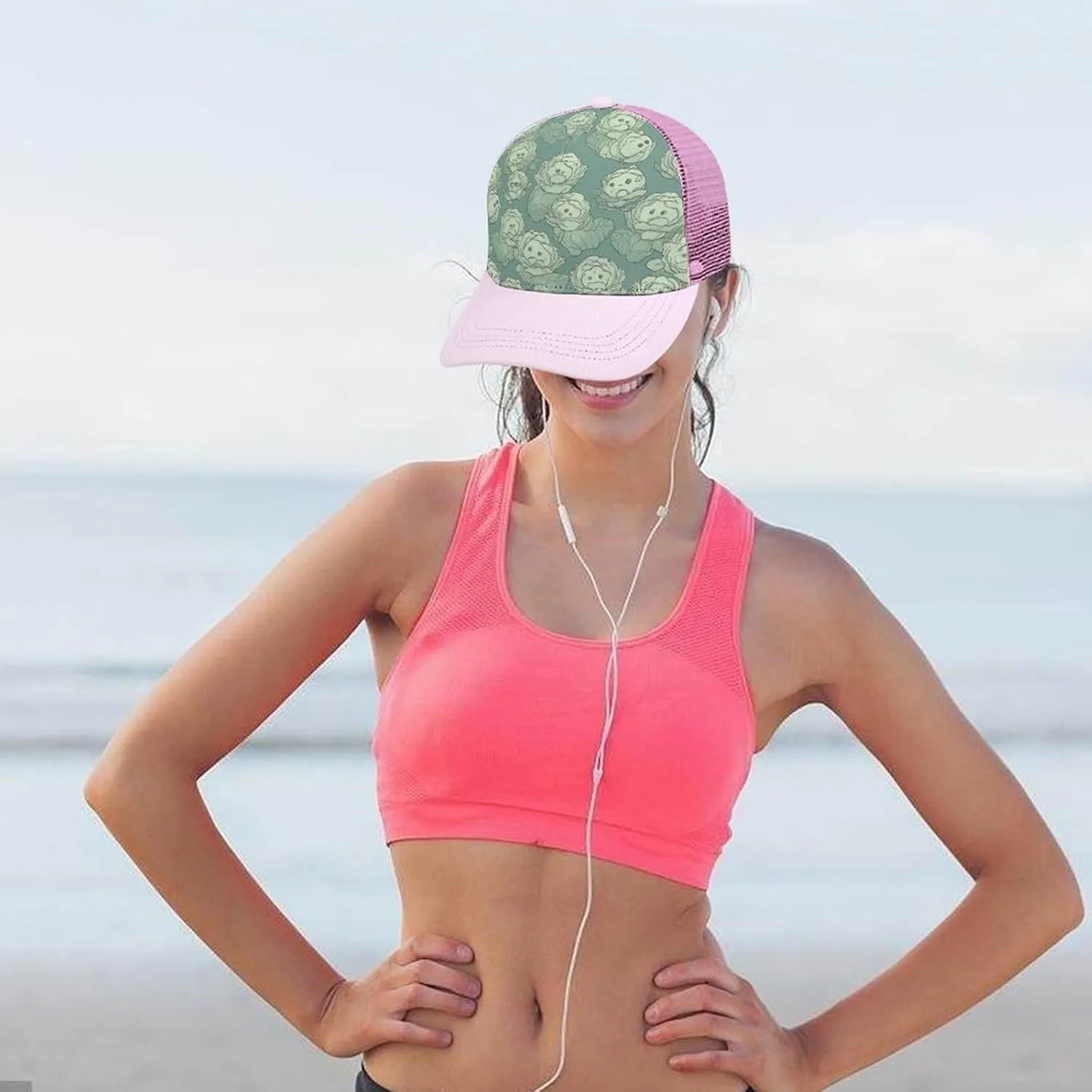 Hollow Baseball Cap Cabbage Pattern Baseball Hat Adjustable Hollow Hat Visor Hats for Men Women