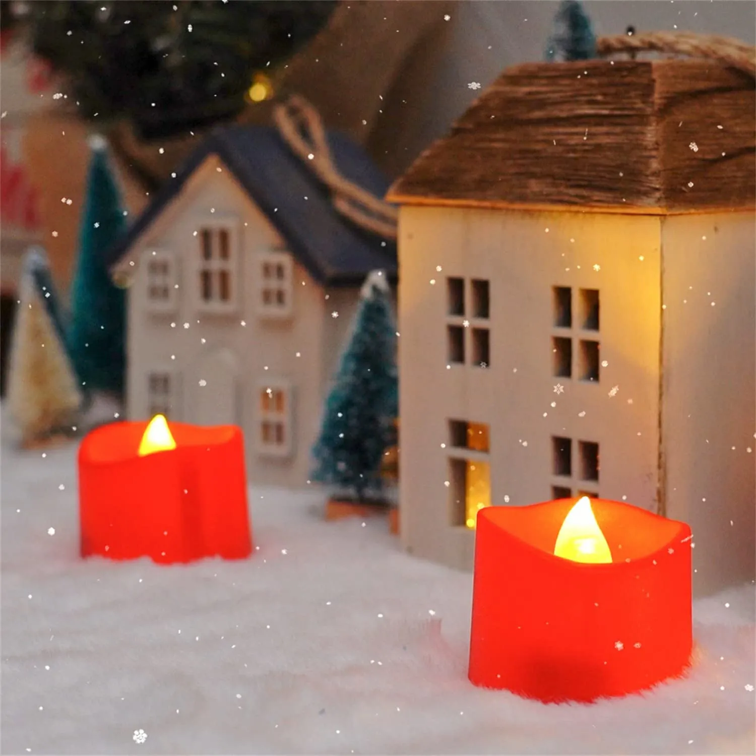 Homemory Flameless Red Tea Lights, Battery Operated LED Tea Candles , Pack of 24