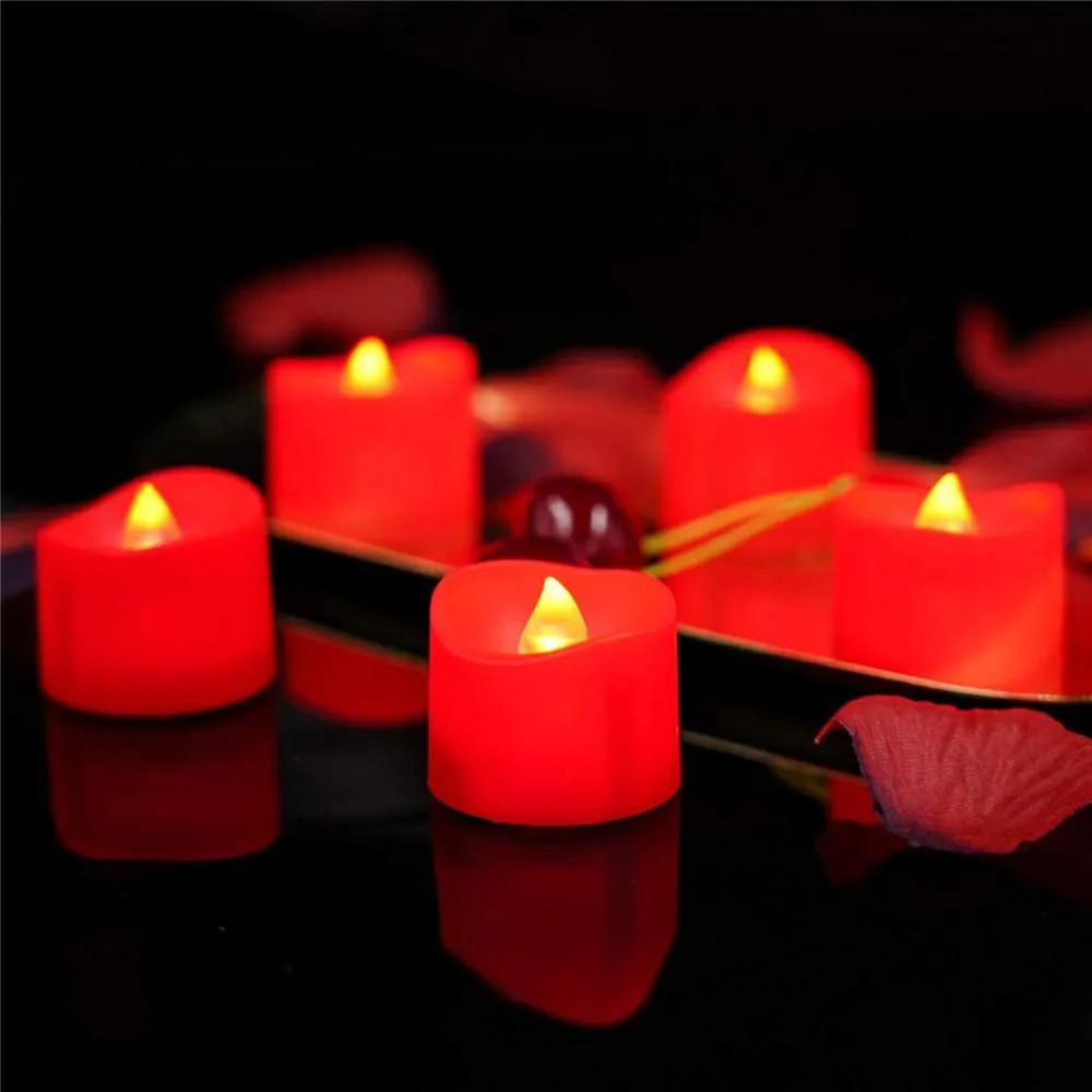 Homemory Flameless Red Tea Lights, Battery Operated LED Tea Candles , Pack of 24