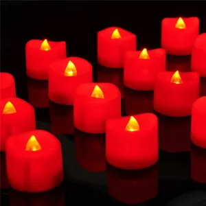 Homemory Flameless Red Tea Lights, Battery Operated LED Tea Candles , Pack of 24