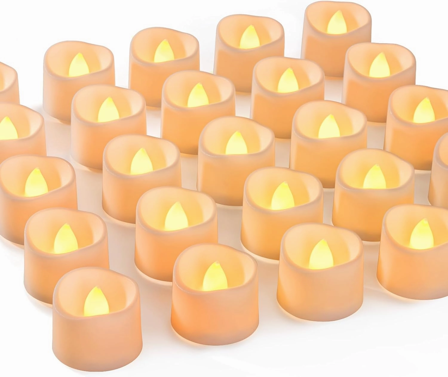 Homemory 48-Pack Novelty Flickering Flameless Tea Lights Candles, 200 Hours Battery-Operated LED Fake Candles for Wedding Table Centerpieces,Proposal,Anniversary, White Base, Ø1.5''xH1.3‘’
