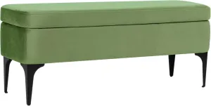 HomePop Upholstered Storage Bench with Metal Leg Home Décor|Bench with Storage for Living Room & Entryway - Green Velvet