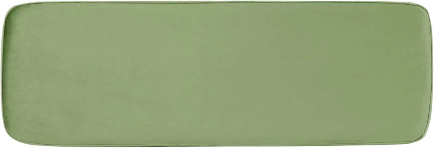 HomePop Upholstered Storage Bench with Metal Leg Home Décor|Bench with Storage for Living Room & Entryway - Green Velvet