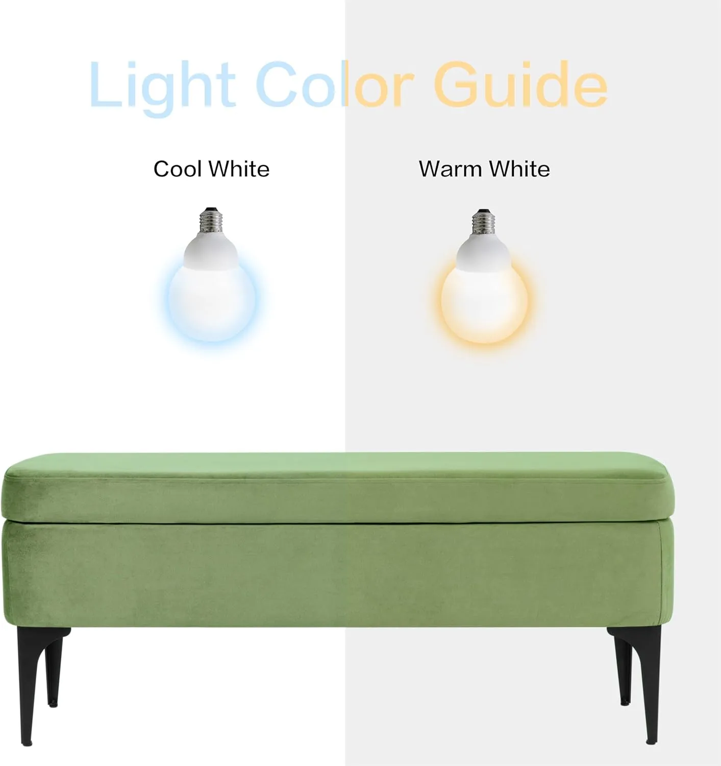 HomePop Upholstered Storage Bench with Metal Leg Home Décor|Bench with Storage for Living Room & Entryway - Green Velvet