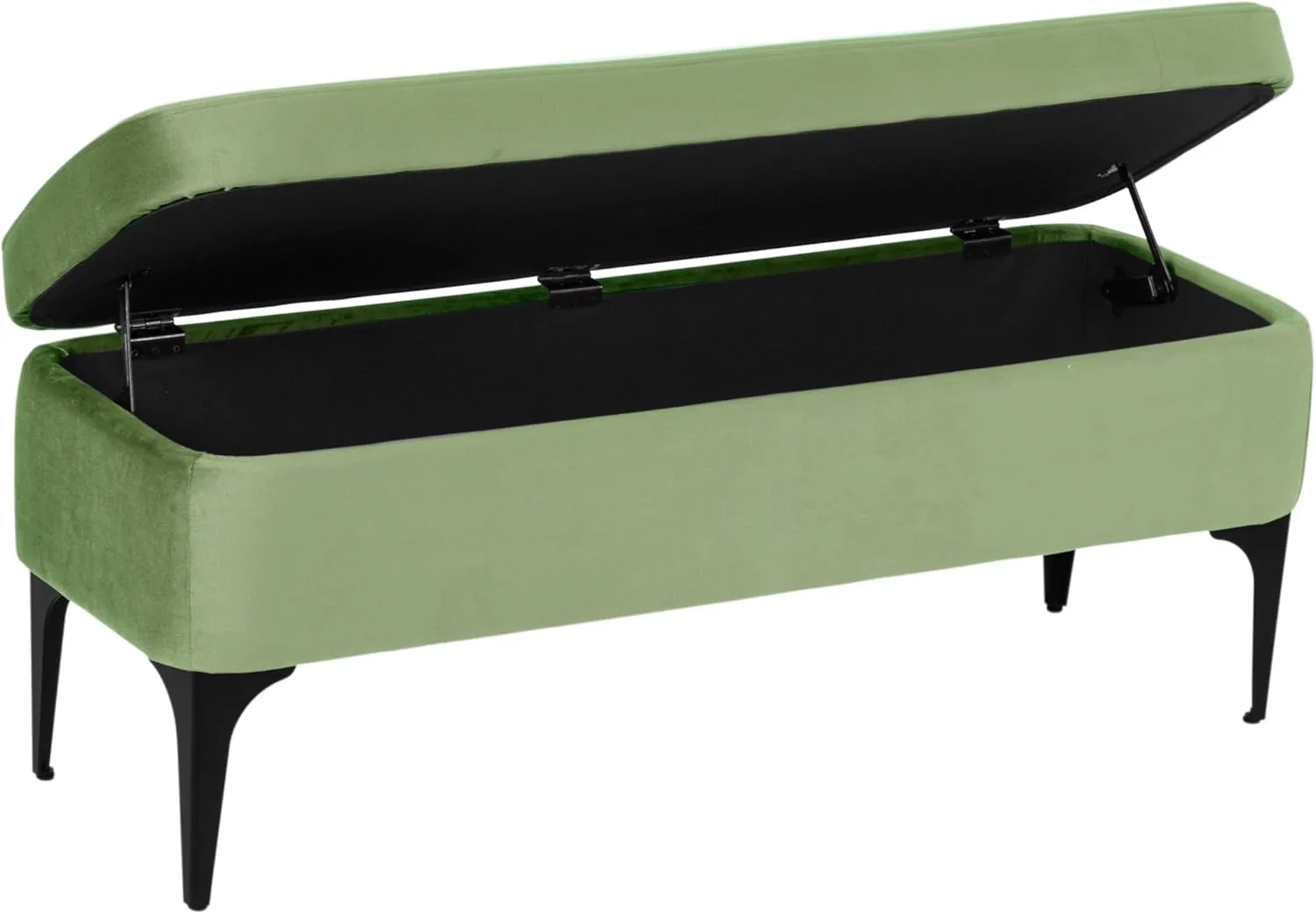 HomePop Upholstered Storage Bench with Metal Leg Home Décor|Bench with Storage for Living Room & Entryway - Green Velvet