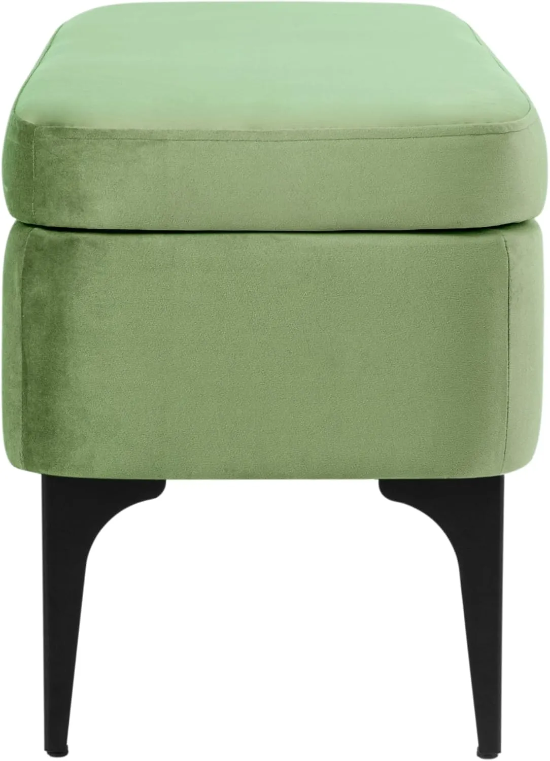 HomePop Upholstered Storage Bench with Metal Leg Home Décor|Bench with Storage for Living Room & Entryway - Green Velvet