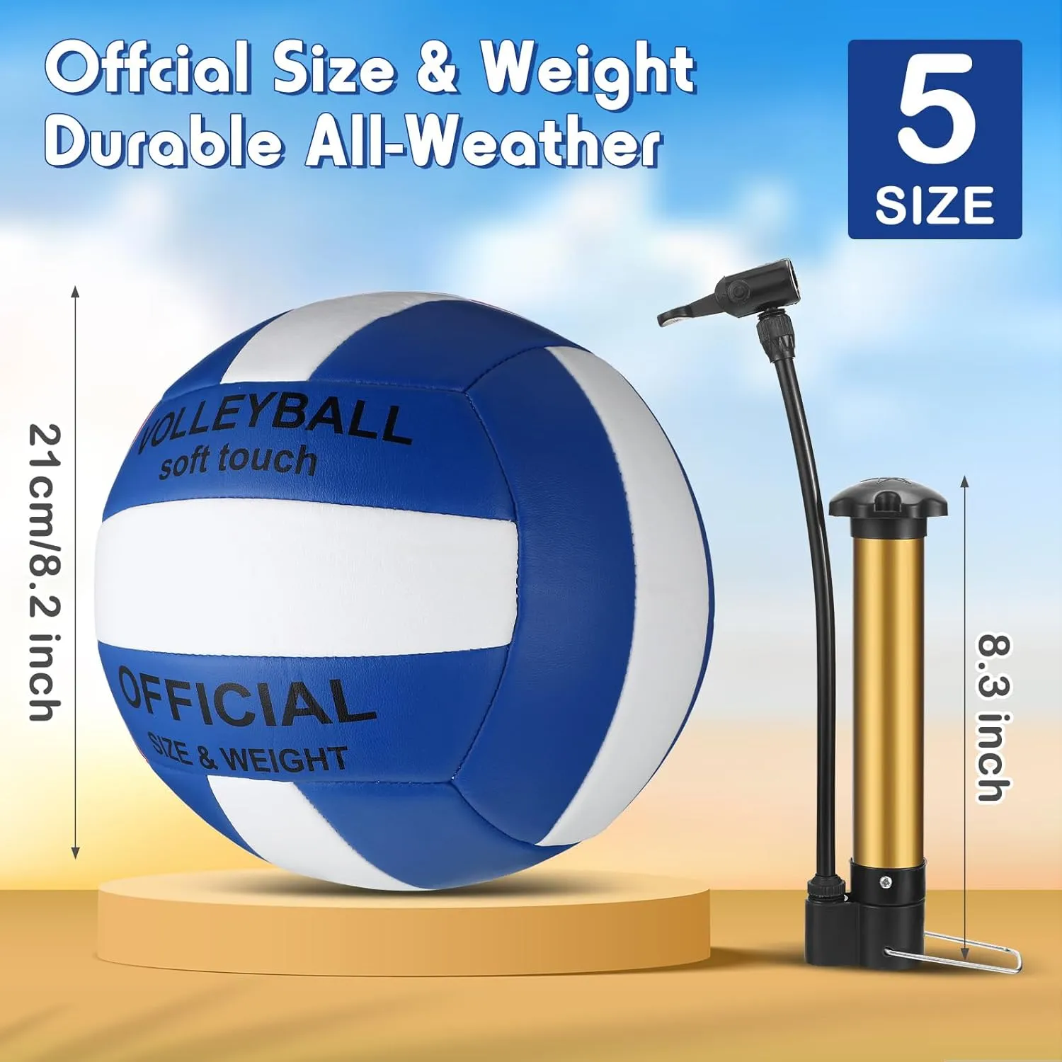 Honoson 3 Pcs Official Size 5 Waterproof Soft Volleyball with Pump for Kids Youth Adults for Indoor Outdoor Beach Gym Game Back to School