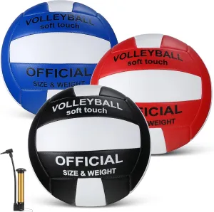 Honoson 3 Pcs Official Size 5 Waterproof Soft Volleyball with Pump for Kids Youth Adults for Indoor Outdoor Beach Gym Game Back to School