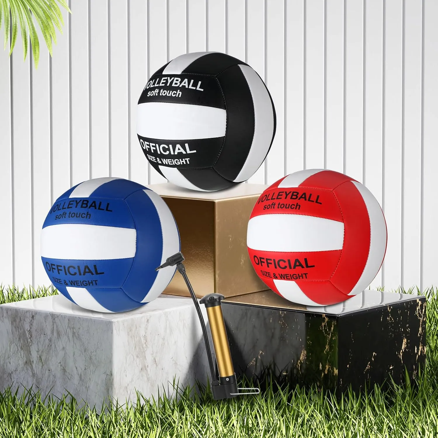 Honoson 3 Pcs Official Size 5 Waterproof Soft Volleyball with Pump for Kids Youth Adults for Indoor Outdoor Beach Gym Game Back to School