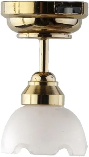 Houseworks, Ltd. Dollhouse Miniature LED Ceiling Lamp, Large Frosted Tulip #HW2312
