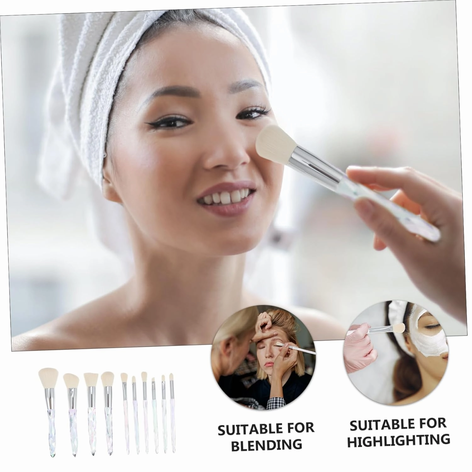 Housoutil 30pcs Handle Makeup Brush Women Lightweight for Blending Highlighting Shading and Contouring Makeup Tool for Daily