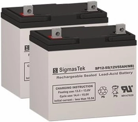 Hoveround Teknique RWD/FWD/GT Battery Replacement Set by SigmasTek - 2x 12V 55AH Batteries