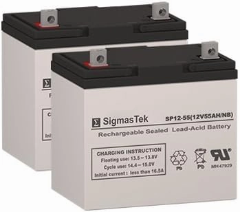 Hoveround Teknique RWD/FWD/GT Battery Replacement Set by SigmasTek - 2x 12V 55AH Batteries