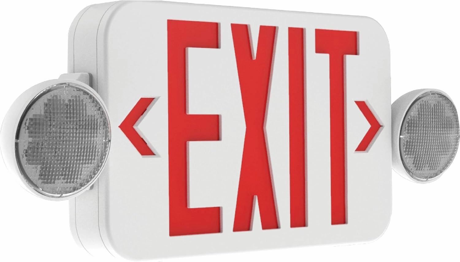 HUBBELL CCR, Remote Compatible Combination Outdoor Emergency Light and Red Letter Exit Sign, with 120/277VAC, 60Hz Input, 2 Fully Adjustable LED Lamps, 18 in x 2 in x 8.2 in, White