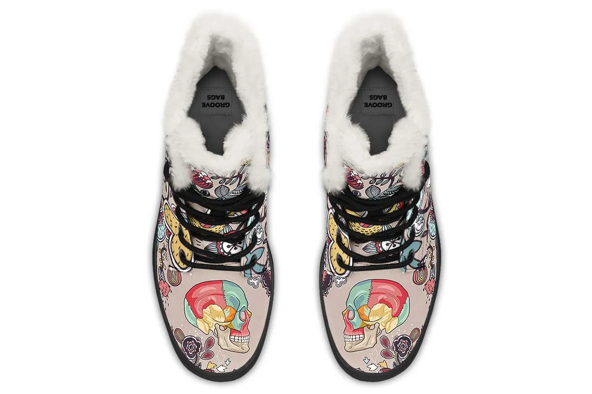 Human Skull Diagram Winter Boots
