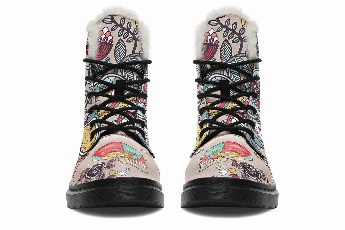 Human Skull Diagram Winter Boots