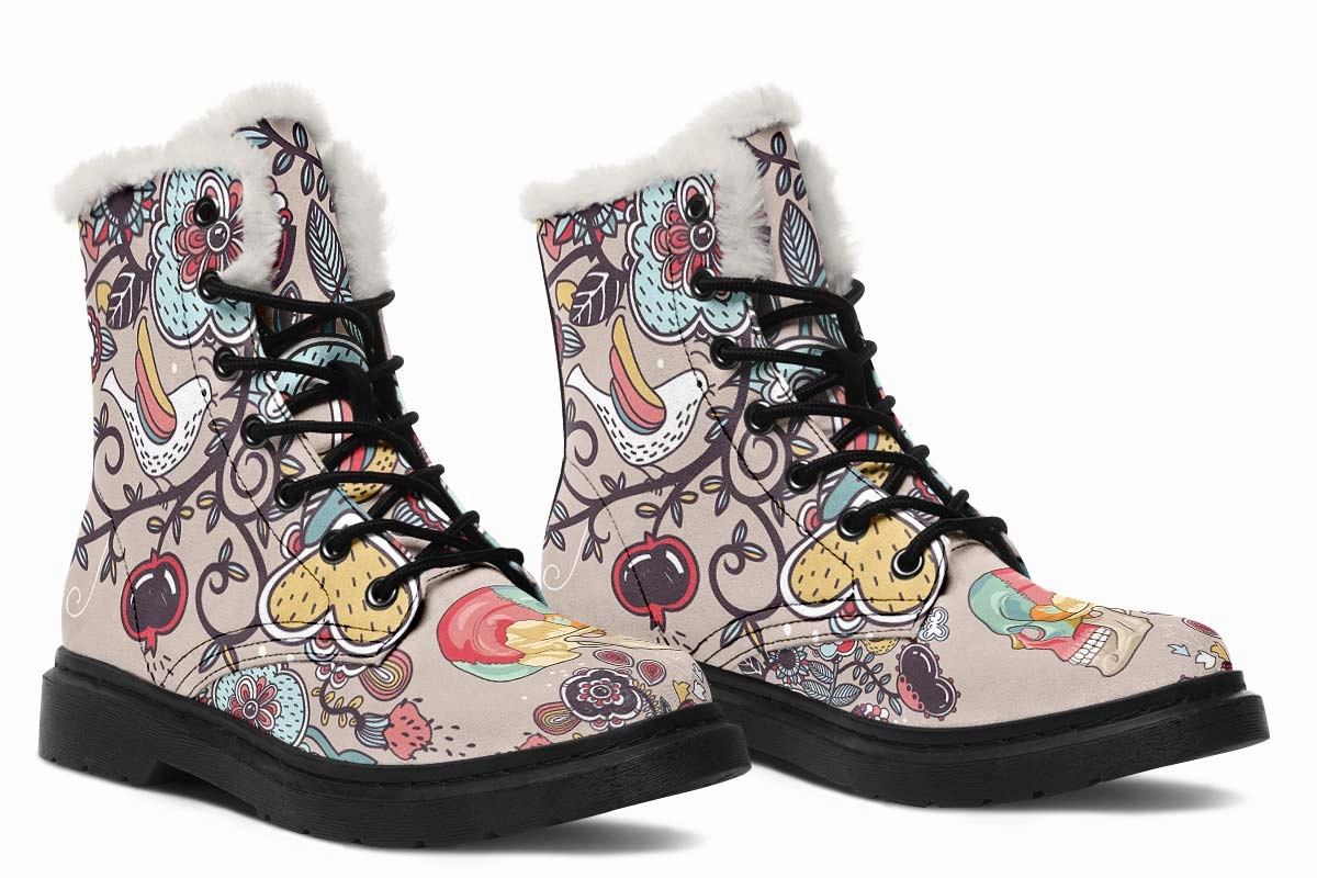 Human Skull Diagram Winter Boots