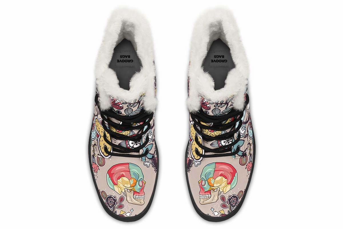 Human Skull Diagram Winter Boots