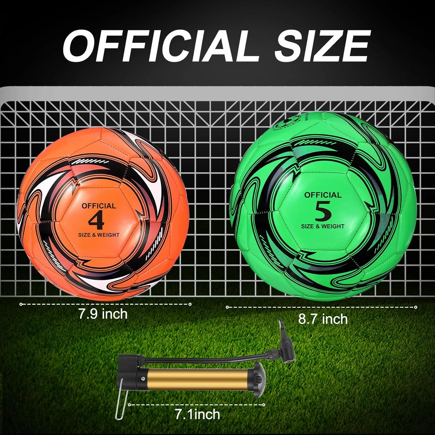 HyDren 2 Pcs Soccer Balls with Pump Official Size Soccer Ball for Game Training Back to School Indoor Outdoor Sport Gift for Child Youth Adult