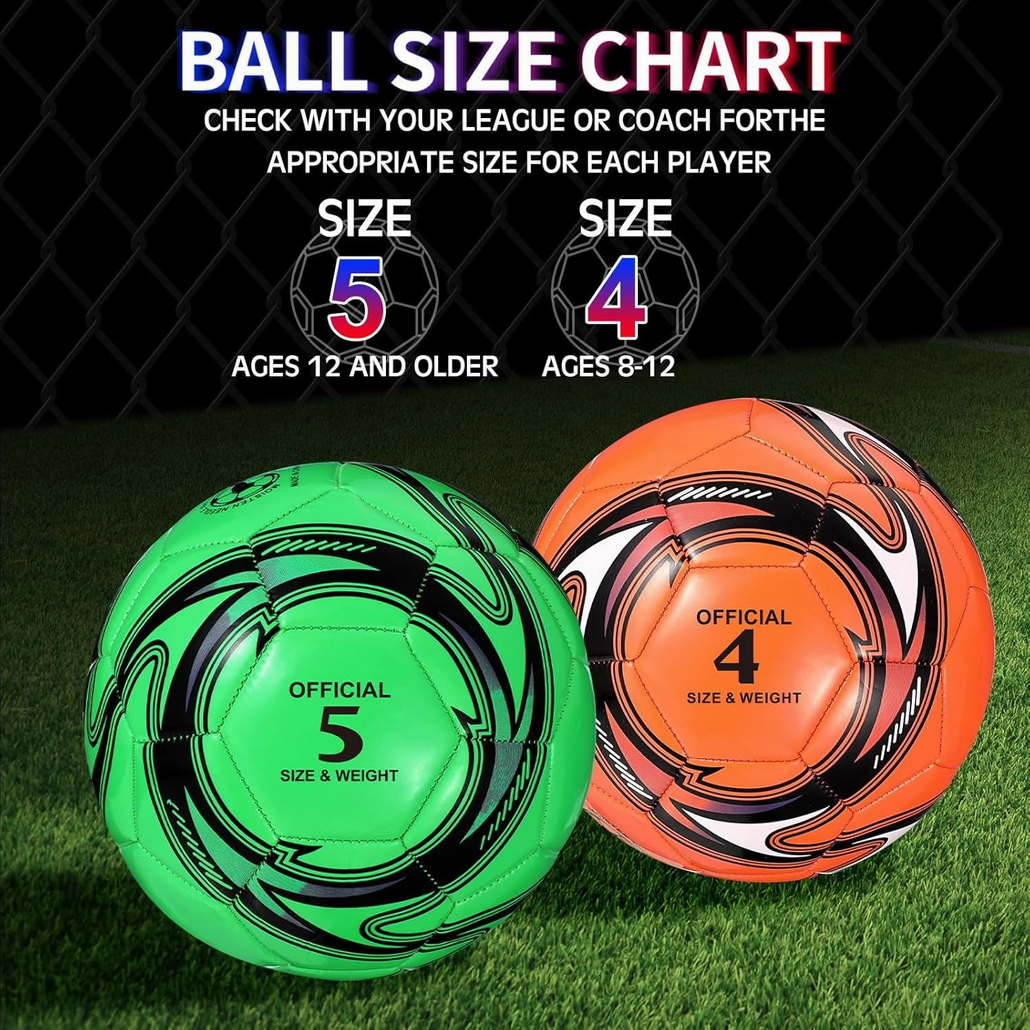 HyDren 2 Pcs Soccer Balls with Pump Official Size Soccer Ball for Game Training Back to School Indoor Outdoor Sport Gift for Child Youth Adult