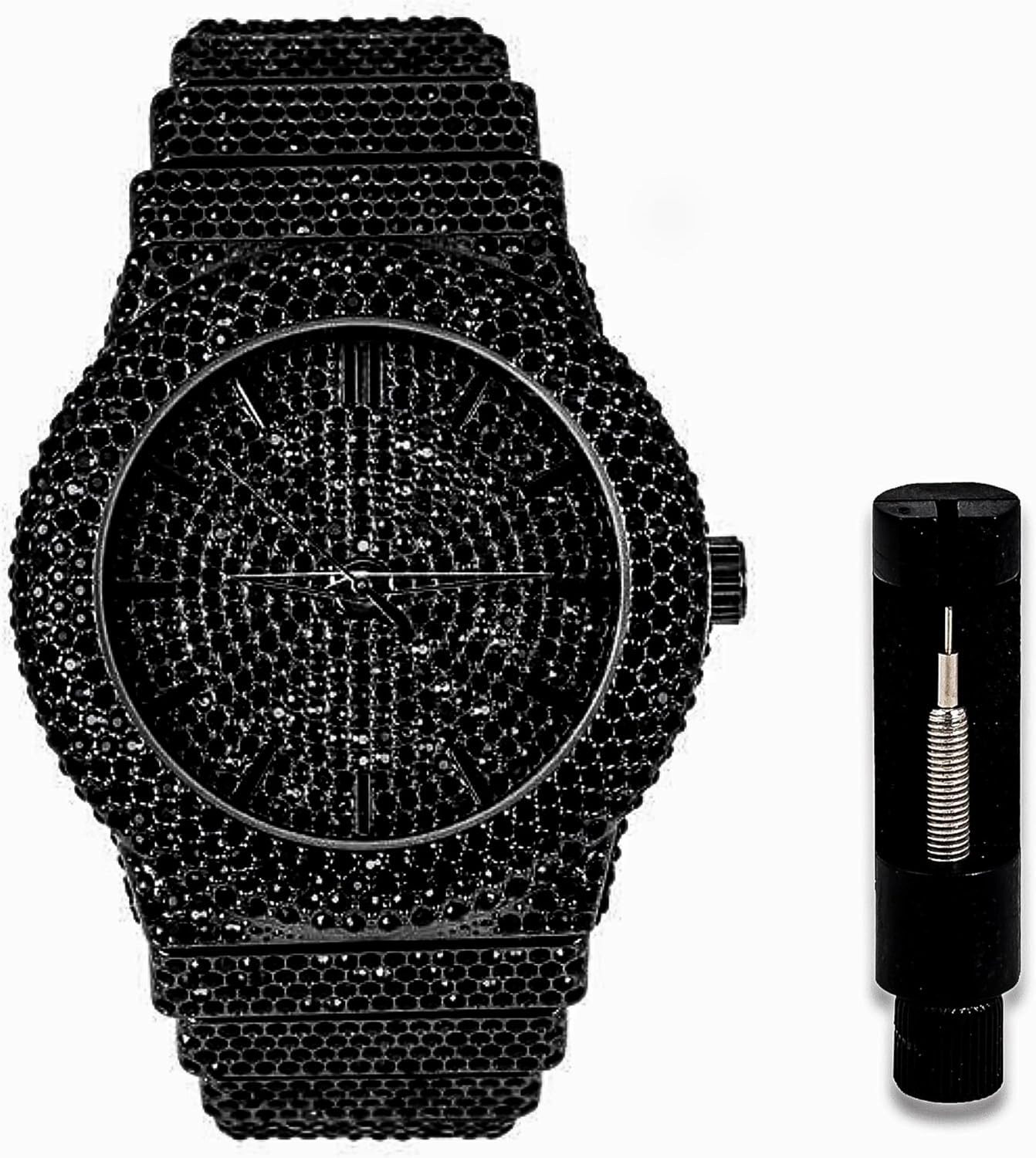 ICE STAR Men's Fully Iced Diamond Watch, 46mm Case