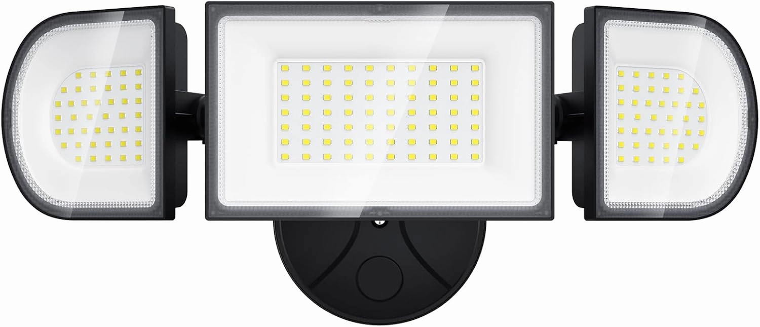 iMaihom 100W Flood Lights Outdoor, 9000LM Ultra Bright Security Lights, 3 Adjustable Heads Flood Lighting, IP65 Waterproof, 6500K Switch Controlled Floodlight for Yard Garage Court (Black)
