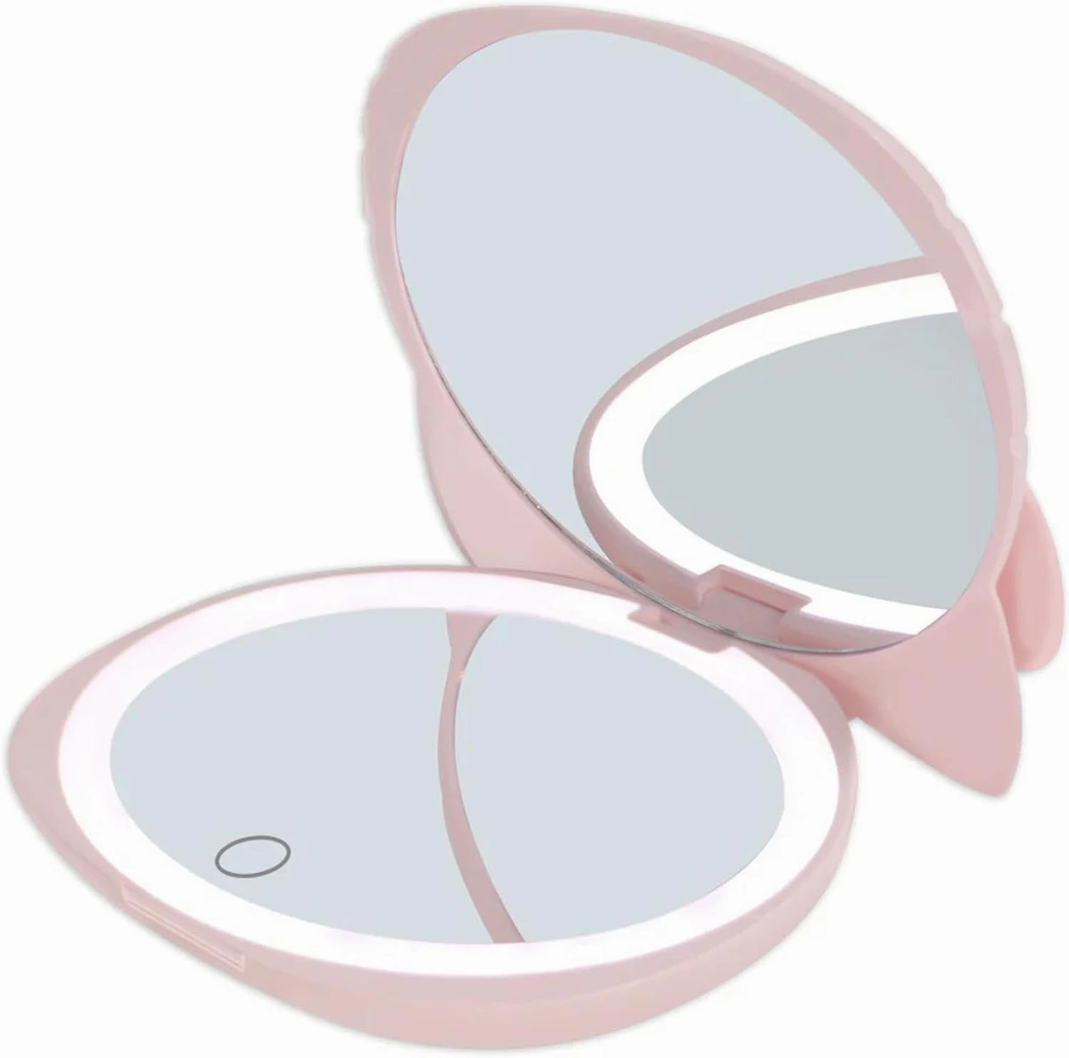 Impressions Vanity Hello Kitty Kawaii Compact Mirror with Touch Sensor Switch for Adjustable Brightness, Lighted Makeup Mirror with LED Lights and 2X Magnifying Mirror (Glossy Pink)