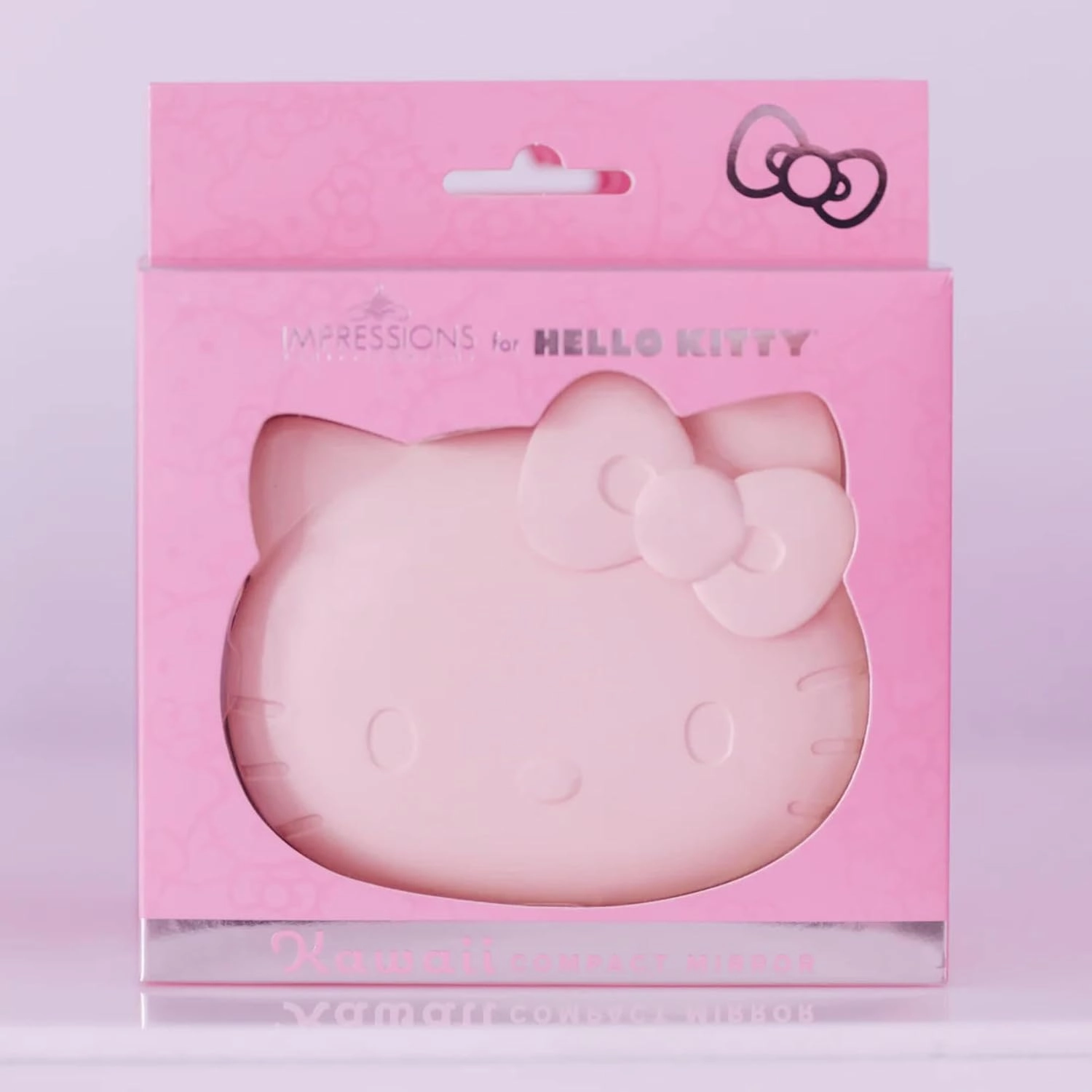 Impressions Vanity Hello Kitty Kawaii Compact Mirror with Touch Sensor Switch for Adjustable Brightness, Lighted Makeup Mirror with LED Lights and 2X Magnifying Mirror (Glossy Pink)