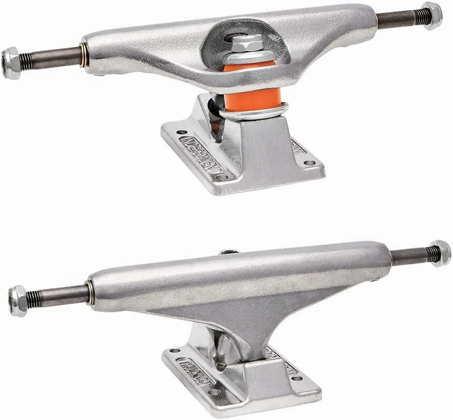 Independent Skateboard Trucks Package Kit with Bigfoot 55mm Soft 83A Wheels, Bones Reds Bearings, 1" Phillips Mounting Hardware, and 1/8" Risers