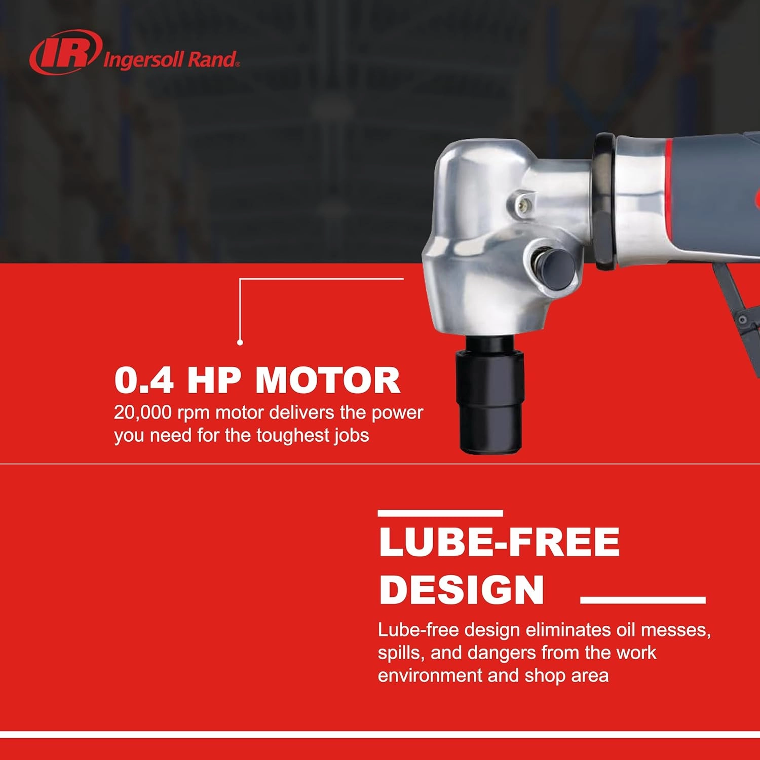 Ingersoll Rand 5102MAX Air Die Grinder – Right Angle, Ergonomic Grip, 0.4 HP and 20,000 RPM Motor, Lightweight Tool, Spindle Lock, Grey
