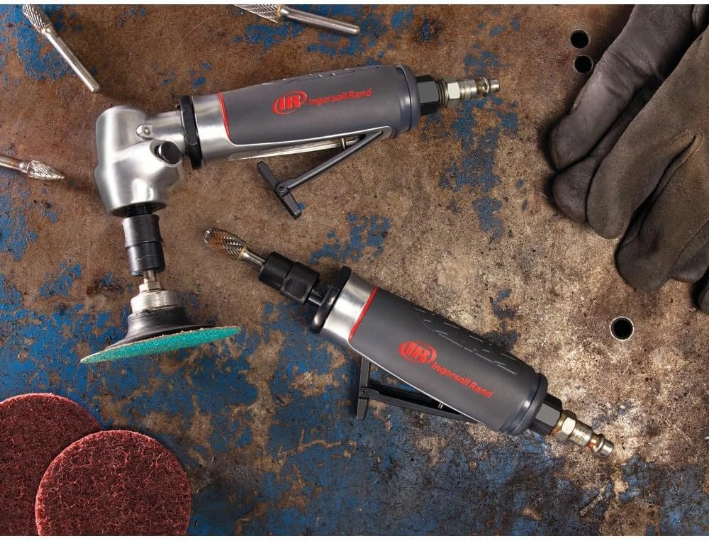 Ingersoll Rand 5102MAX Air Die Grinder – Right Angle, Ergonomic Grip, 0.4 HP and 20,000 RPM Motor, Lightweight Tool, Spindle Lock, Grey