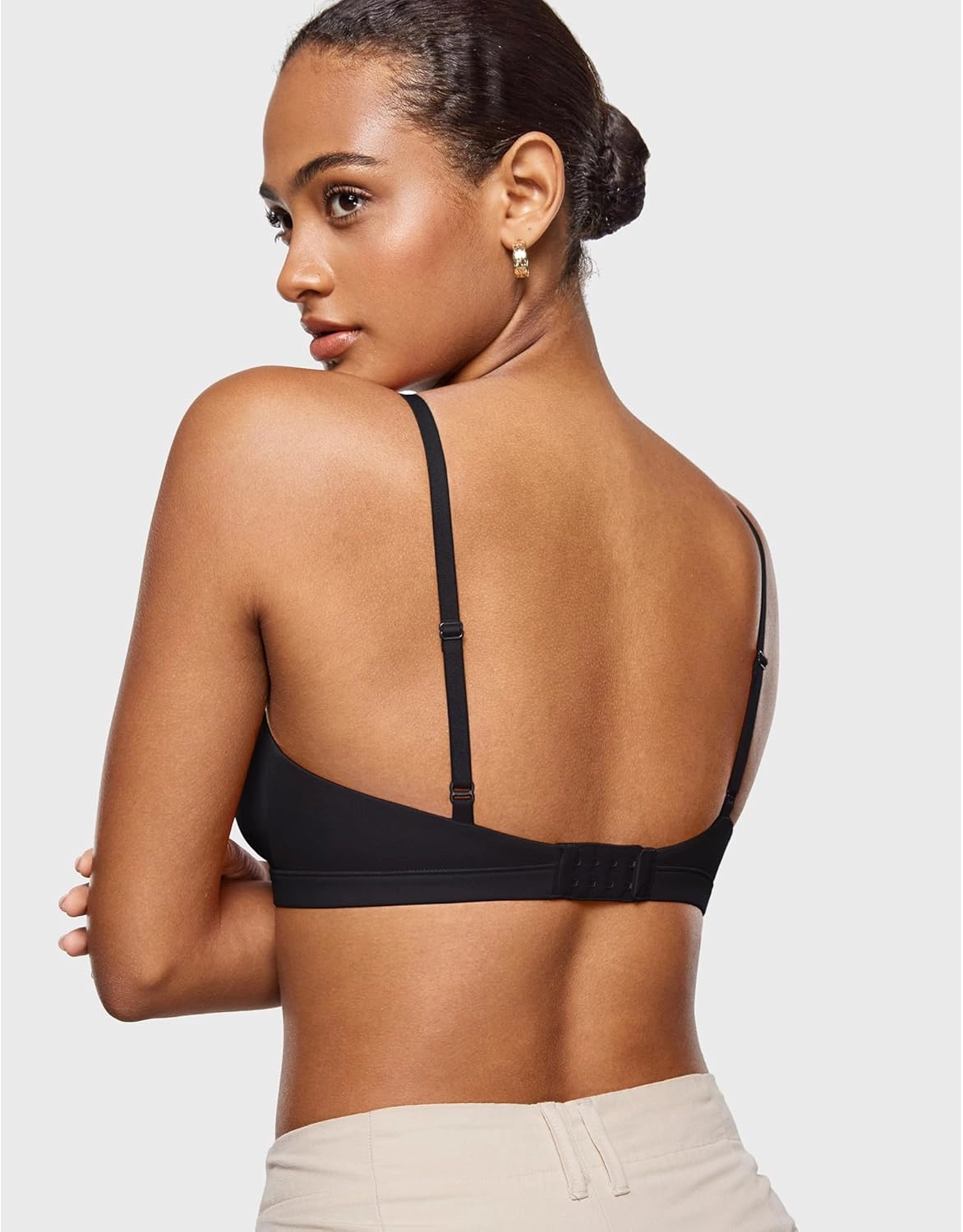 INLYRIC Women's Inbarely Triangle Bralette Comfortable Unlined V Neck Wireless Smoothing Bra Top Stretch