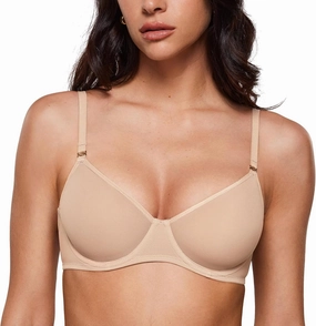 INLYRIC Women's Sheer Demi Balconette Bra - Sexy Mesh Unlined Underwire See Through Demi Bras