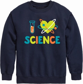 Instant Message - I Love Science - Toddler & Youth Crewneck Fleece Sweatshirt