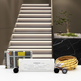 Intelligent Motion Triggered LED Stair Lighting Kit KMG-3233, 40" Cuttable LED Strip Light for Indoor LED Stair Lights (Cool White 6000K,14 Stairs)