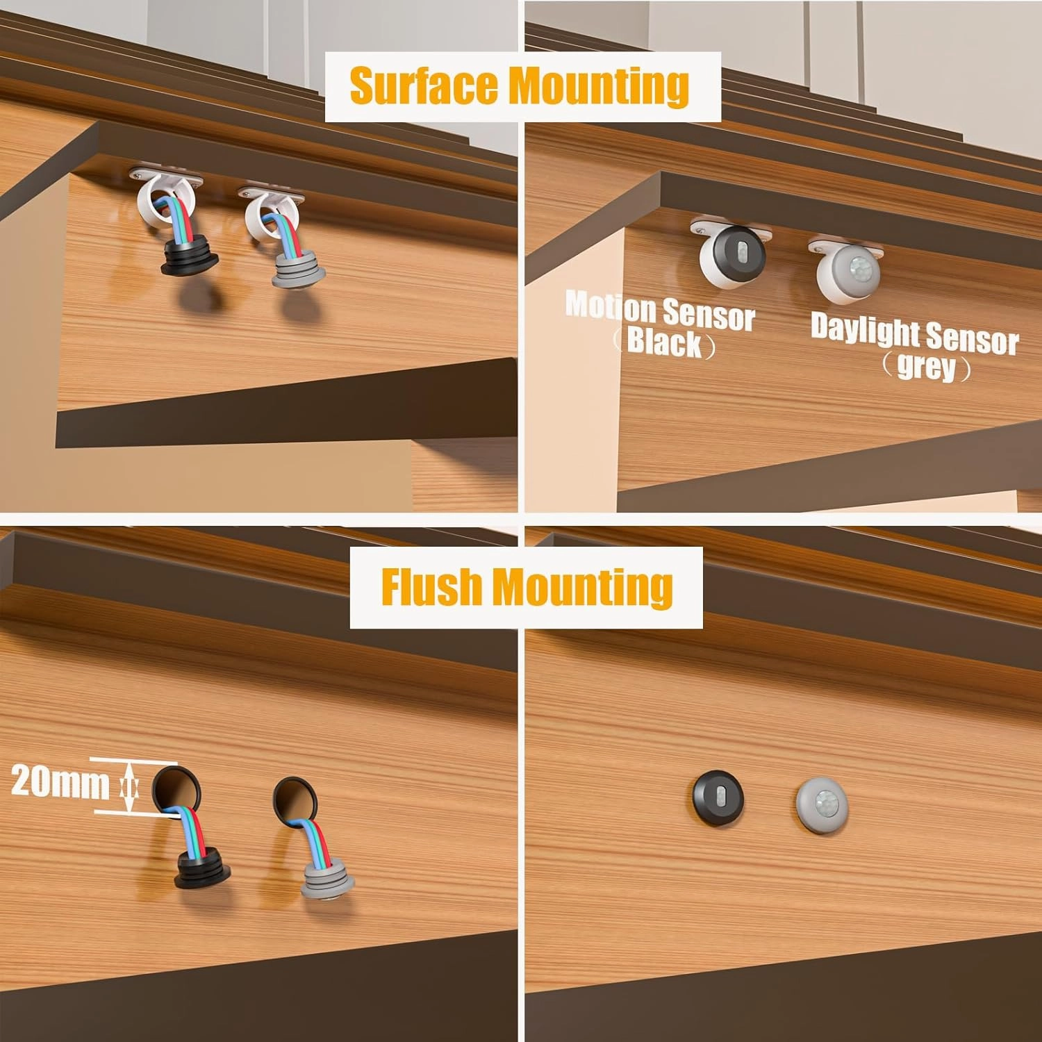Intelligent Motion Triggered LED Stair Lighting Kit KMG-3233, 40" Cuttable LED Strip Light for Indoor LED Stair Lights (Warm White 3000K,16 Stairs)