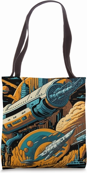 Intergalactic Adventure: Echoes of the Futuristic Past Tote Bag