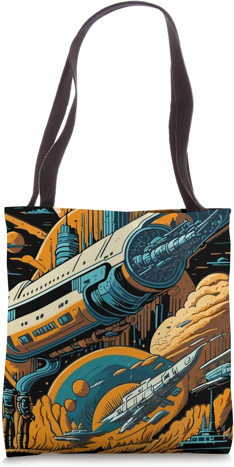 Intergalactic Adventure: Echoes of the Futuristic Past Tote Bag