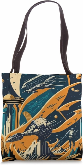 Intergalactic Adventure: Echoes of the Futuristic Past Tote Bag