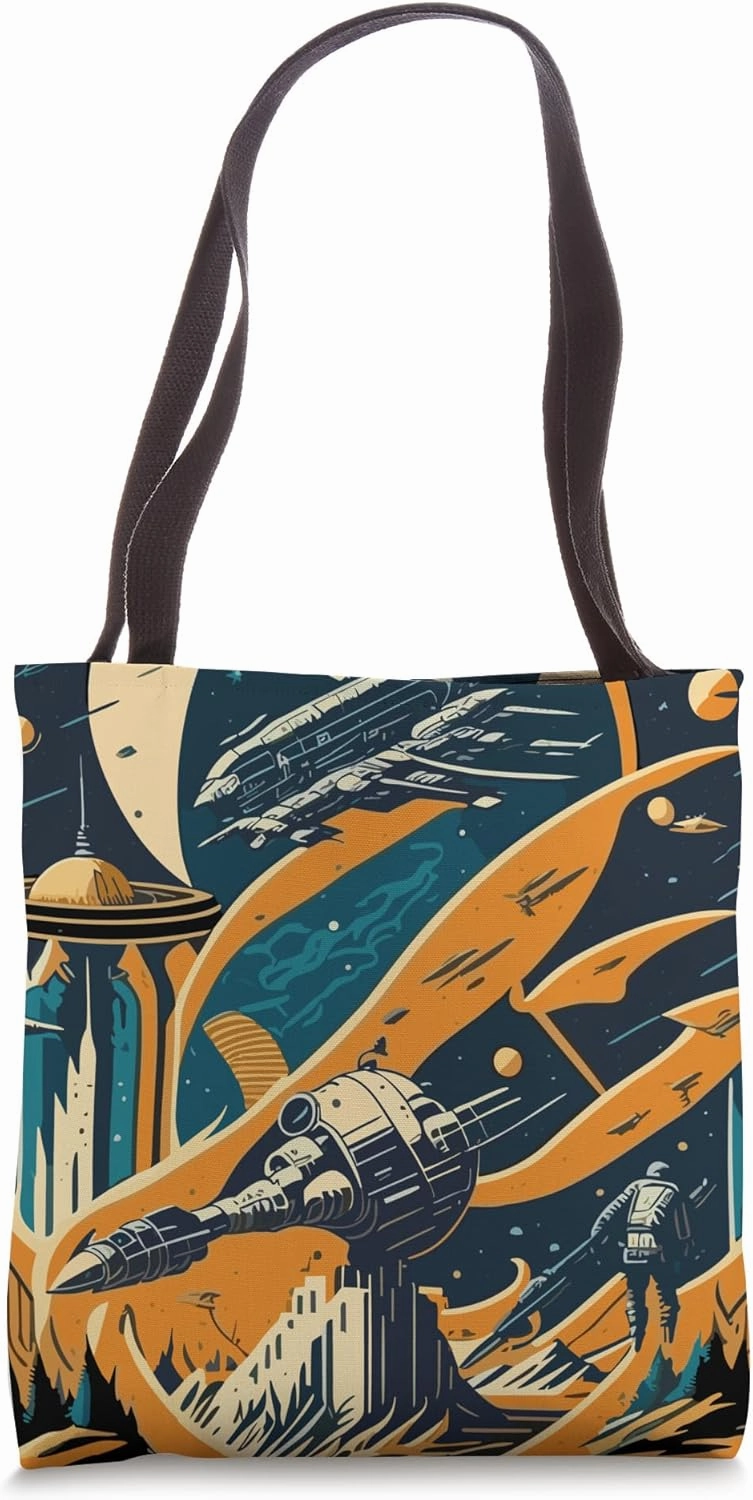 Intergalactic Adventure: Echoes of the Futuristic Past Tote Bag