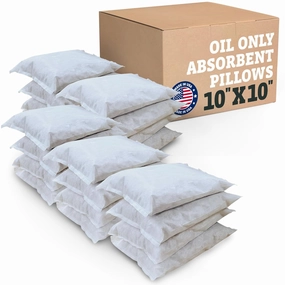 Intermountain Absorbents Oil Only Absorbent Pillows - Oil Absorbent Pillows, Absorbs Oil Products Only - Recycled Polypropylene Oil Pillows, Oil Absorbing Pillows - 10"x10" (20 Pack)