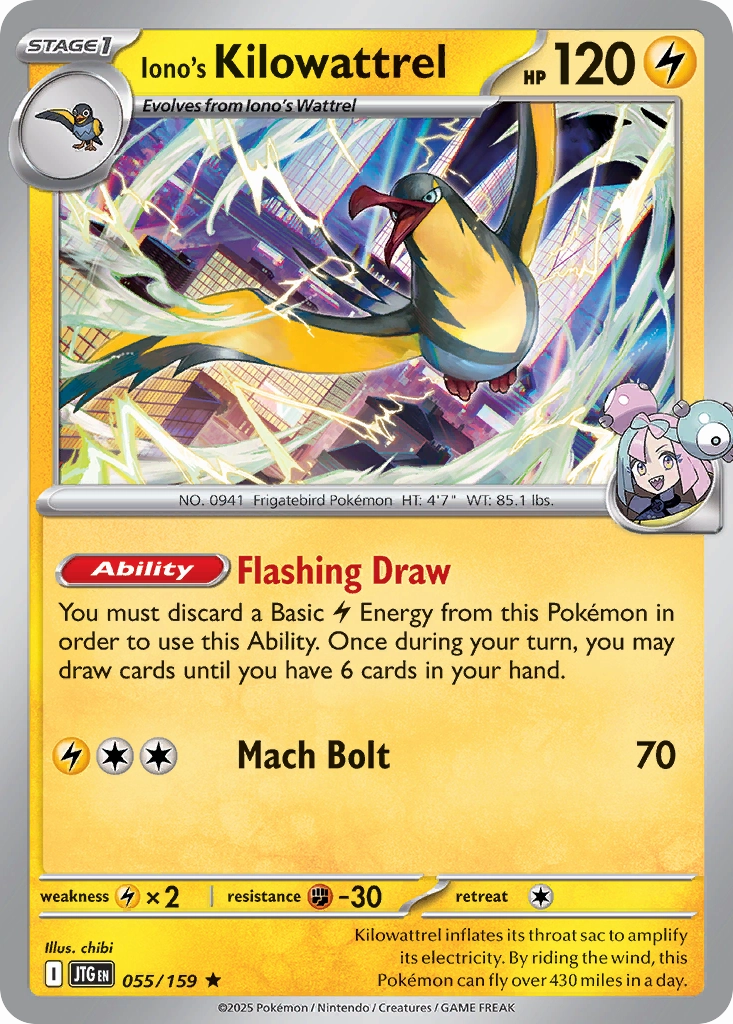 Iono's Kilowattrel (55/159) - [Holo Foil] Journey Together (JTG)