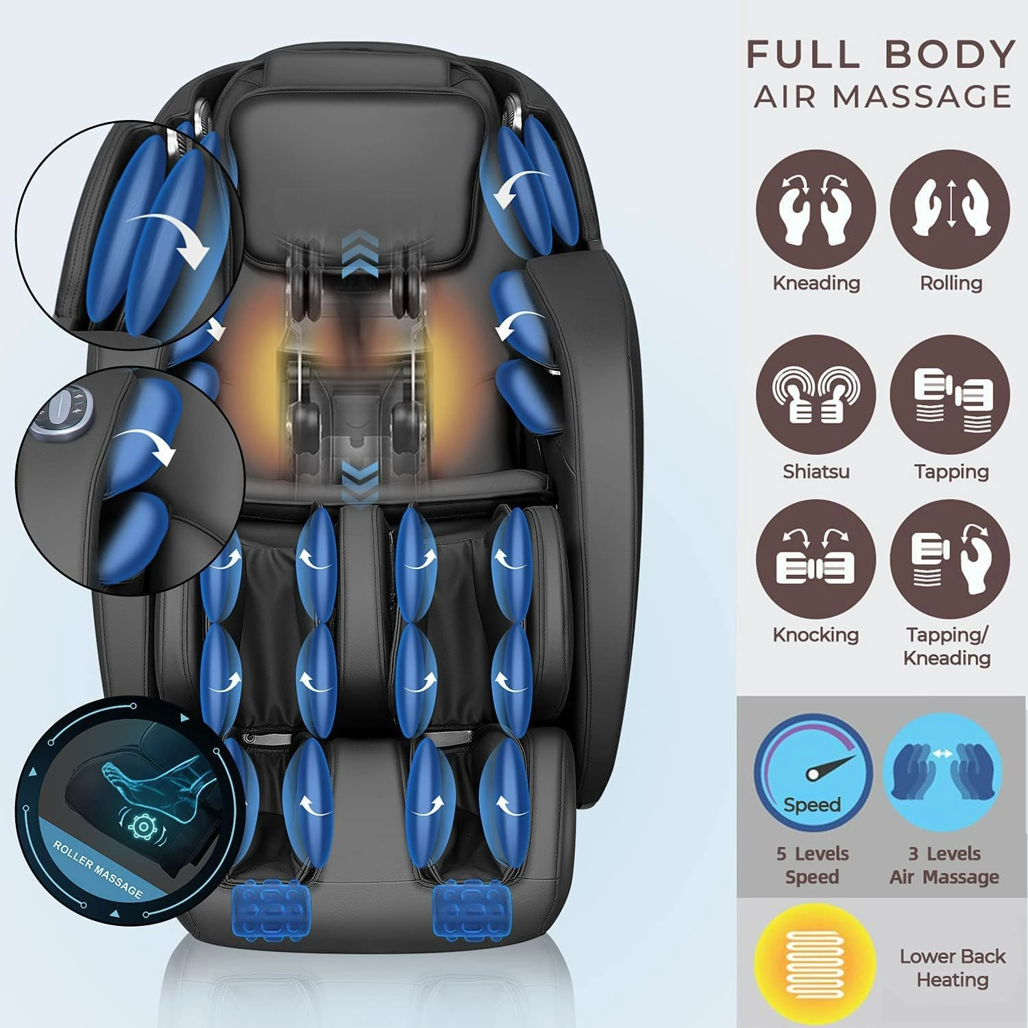 iRest 2025 SL Track Massage Chair Recliner, Full Body Massage Chair with Zero Gravity, Bluetooth Speaker, Airbags, Heating, and Foot Massage