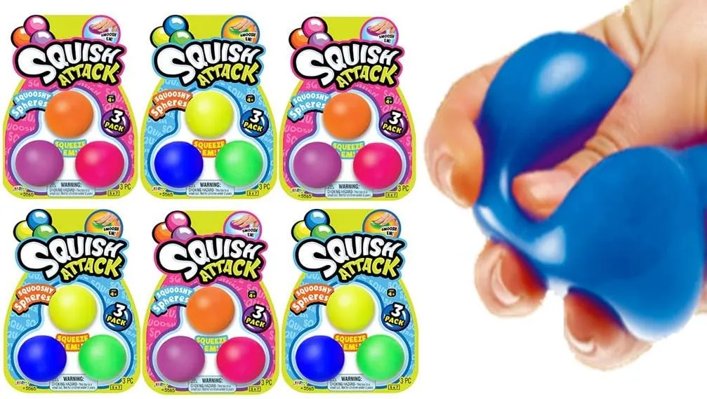 JA-RU Squish Attack Squishy Sphere (6 Pack, 18 Balls) Small Squishy Balls for Kids & Adults. Squeeze Stress Balls. Therapy Autism ADHD Stress & Anxiety Relief Sensory Fidget Toys. Office Toy 5565-6p