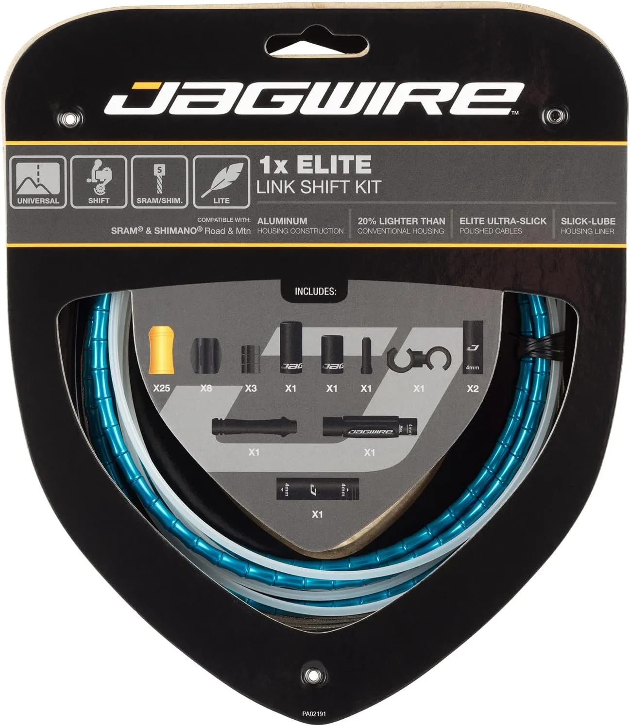 Jagwire 1x Elite Link Shift Cable Kit - /, Polished Ultra-Slick Cables, Ltd. Celeste