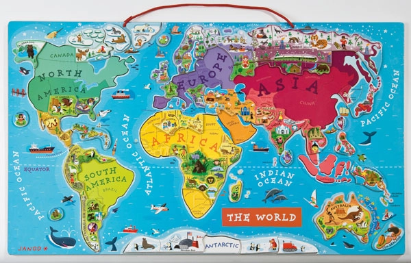 Janod - Wooden Magnetic World Map