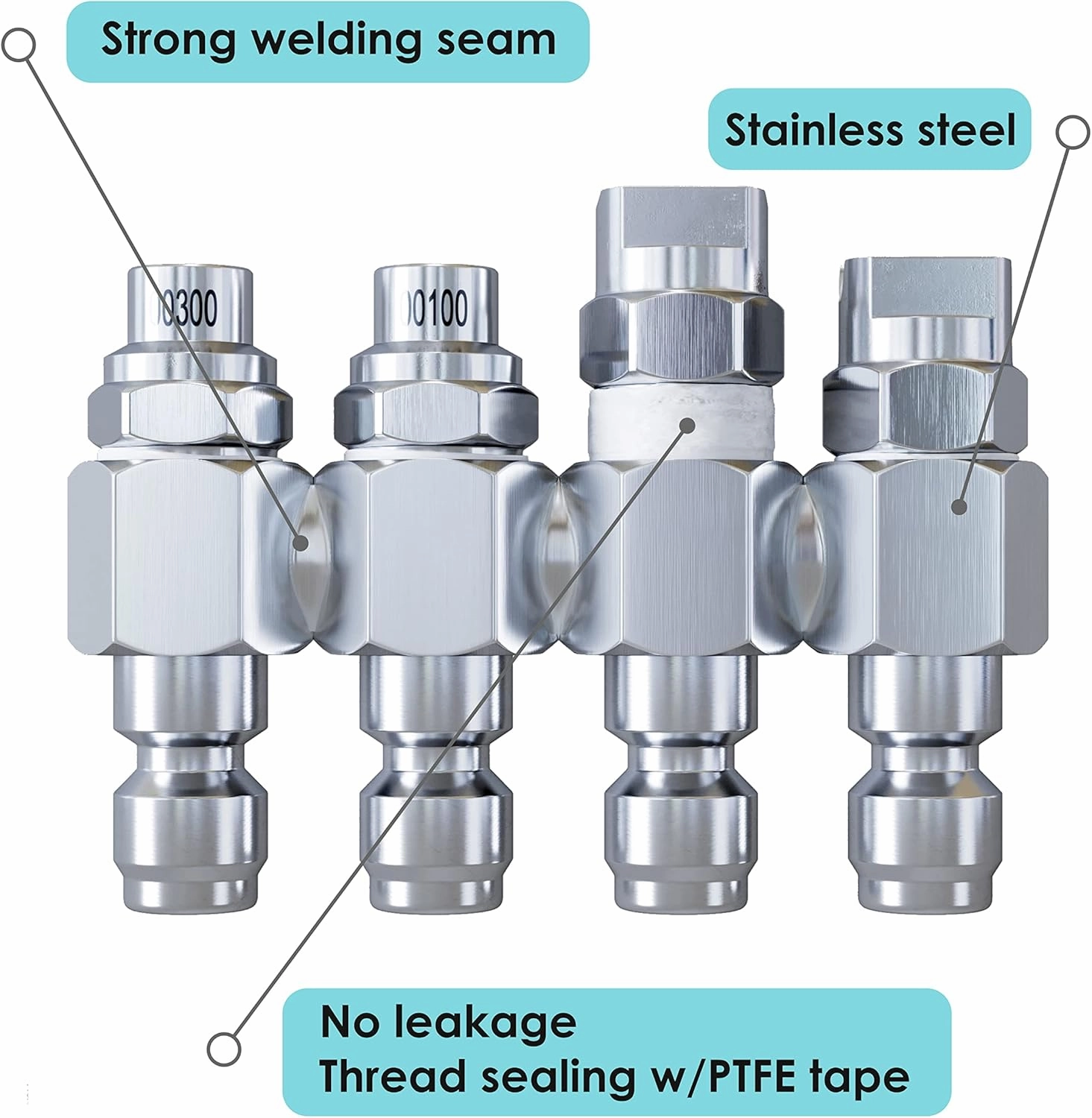 Jariko Jrod Pressure Washer Nozzle 2-3 GPM - High Pressure Hose J rod Nozzle - 1/4" Quick Connect for Soft Wash System - 4 Way Pressure Washer - 4 Tip Soft Wash Nozzle - Pressure Washer Accessories