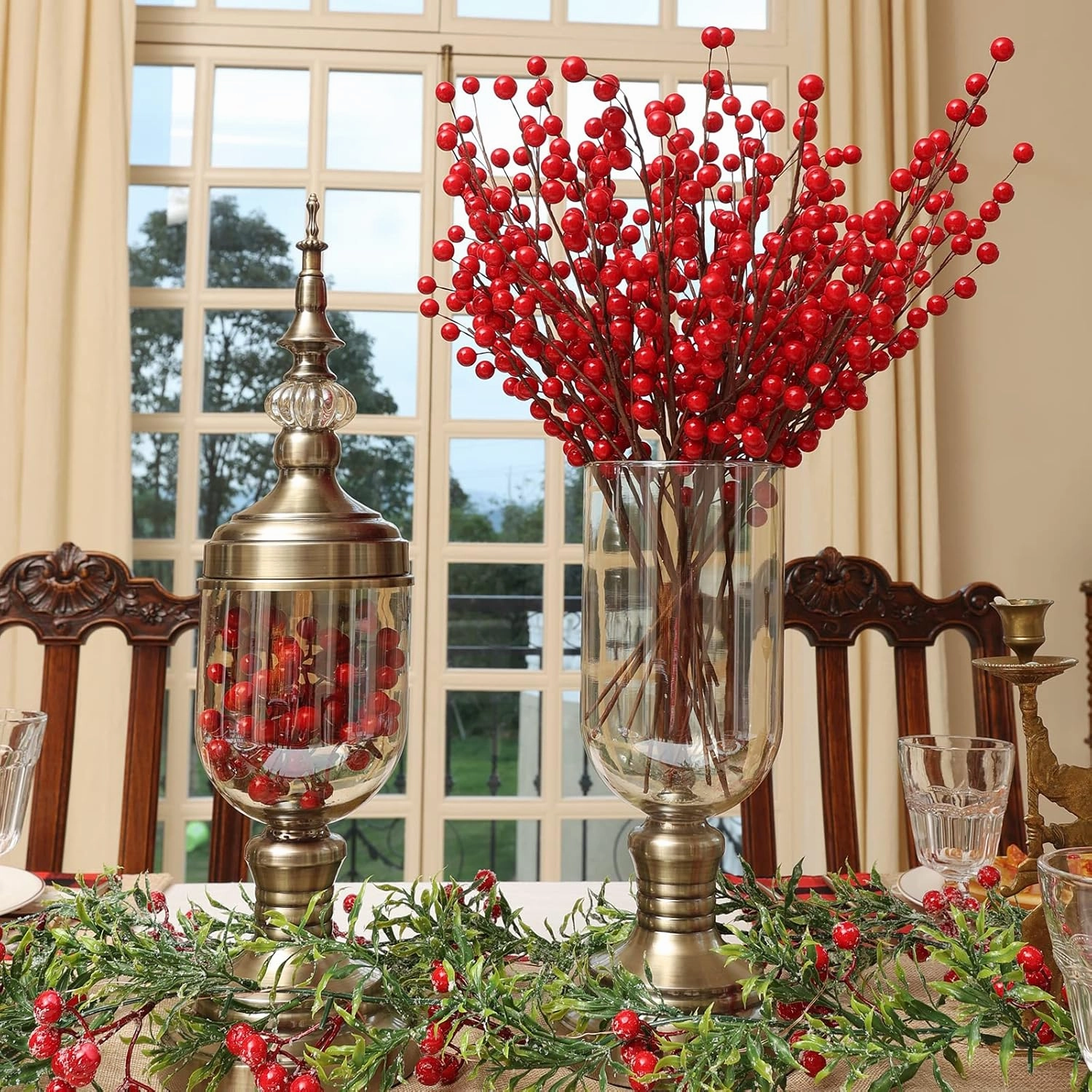 Joyhalo 12 Pack Berry Stems - 12.6'' Holly Berry Stems for Christmas Tree Filler Branches, Red Berries Christmas Decor, Picks, Artificial Cranberries Ornaments Crafts Holiday Home Decor